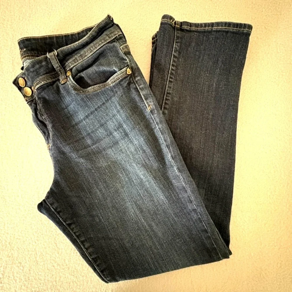 Kut from the Kloth Cameron Straight Leg Jeans Women's 14 Dark Wash Stretch Comfy